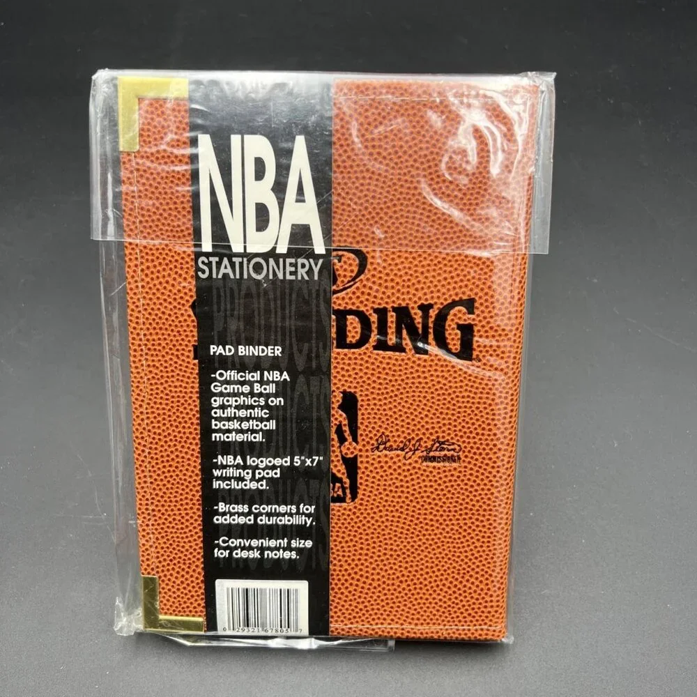 Vtg OFFICIAL NBA Stationery 5 x 7” Note Pad Binder Spalding NOS David J Stern
